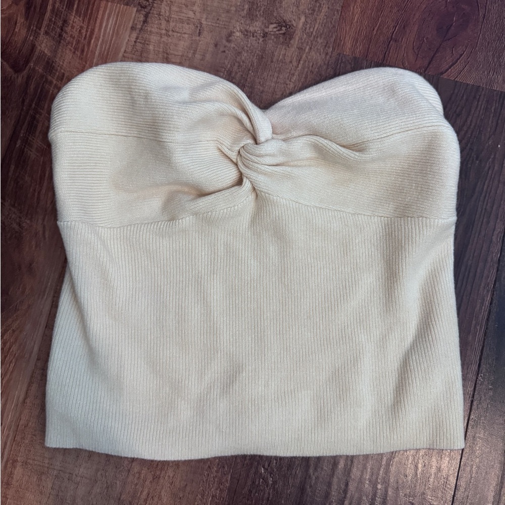 Cream Ribbed Knit Sweater